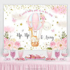 Lofaris Pink Floral And Air Balloons Girls Baby Shower Backdrop