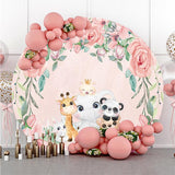 Load image into Gallery viewer, Lofaris Pink Floral And Animal Baby Shower For Circle Backdrop