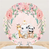 Load image into Gallery viewer, Lofaris Pink Floral And Animal Baby Shower For Circle Backdrop