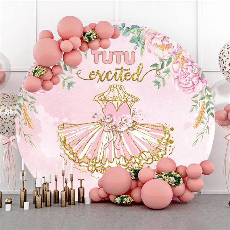 Lofaris Pink Floral And Glitter Dress Happy Birthday Backdrop