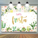 Load image into Gallery viewer, Lofaris Pink Floral And Green Cactus Girls Birthday Backdrop