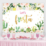 Load image into Gallery viewer, Lofaris Pink Floral And Green Cactus Girls Birthday Backdrop
