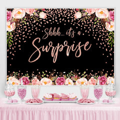 Lofaris Pink Floral And Green Grass Bokeh Baby Shower Backdrop