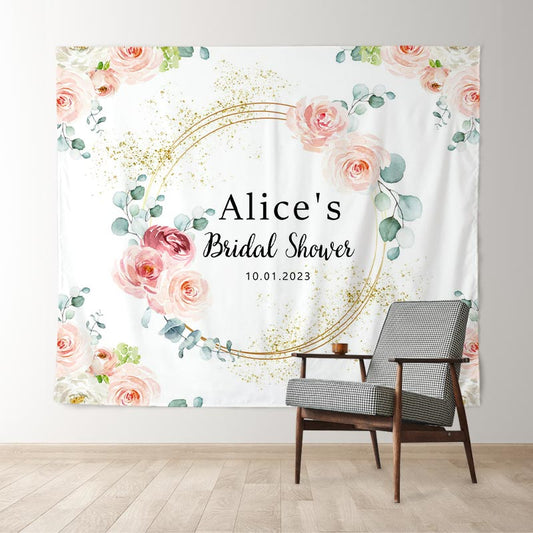 Lofaris Light Pink Floral And Green Leaves Adorable Wedding Backdrop