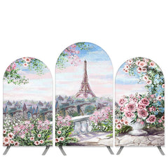 Lofaris Pink Floral And Tower Happy Birthday Arch Backdrop Kit