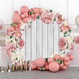 Load image into Gallery viewer, Lofaris Pink Floral And White Wood Round Backdrop For Decoration