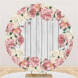 Load image into Gallery viewer, Lofaris Pink Floral And White Wood Round Backdrop For Decoration