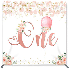 Lofaris Pink Floral Balloon Double-Sided Backdrop for Birthday