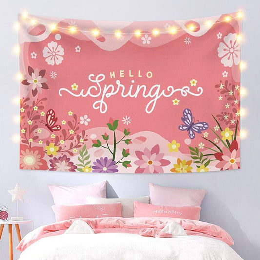 Lofaris Pink Floral Butterfly Valentine’s Day Custom Tapestry