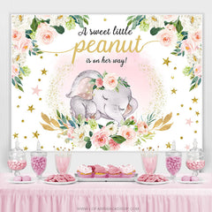 Lofaris Pink Floral Elephant On Her Way Baby Shower Backdrop