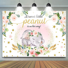 Lofaris Pink Floral Elephant On Her Way Baby Shower Backdrop