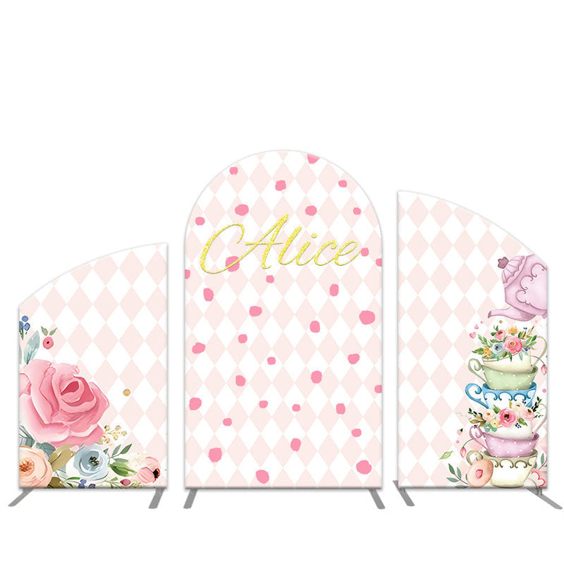 Lofaris Pink Floral Kitchenware Birthday Arch Backdrop Kit
