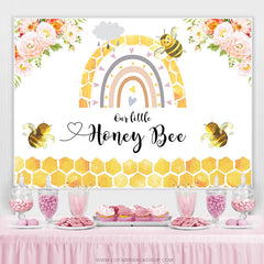Lofaris Pink Floral Little Honey Bee Birthday Party Backdrop