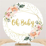 Load image into Gallery viewer, Lofaris Pink Floral Oh Baby Round Backdrop For Shower