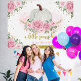 Load image into Gallery viewer, Lofaris Pink Floral Pumpkin On The Way Backdrop for Baby Shower