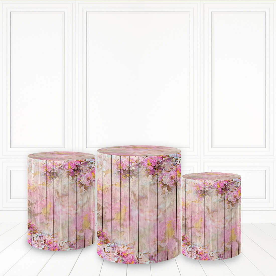 Lofaris Pink Floral Sakura Plinth Cover Dark Ground Cake Table