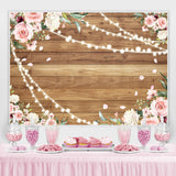 Load image into Gallery viewer, Lofaris Pink Floral With Yellow Wood Girls Baby Shower Backdrop