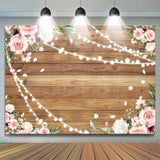 Load image into Gallery viewer, Lofaris Pink Floral With Yellow Wood Girls Baby Shower Backdrop