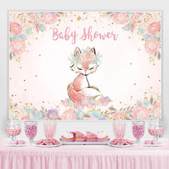 Lofaris Pink Florals and A Lovely Fox Baby Shower Backdrop