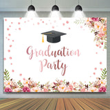 Load image into Gallery viewer, Lofaris Pink Flower And Gilttter Dot Graduation Party Backdrop