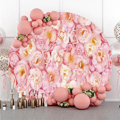 Lofaris Pink Flower Round Happy Birthday Backdrop For Girl
