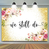 Load image into Gallery viewer, Lofaris Pink Flower With Golden Dot We Still Do Wedding Backdrop