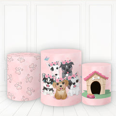 Lofaris Pink Flowers Cake Table Cover Dog House Plinth