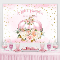 Lofaris Pink flowers pumpkin baby shower Backdrop for girl