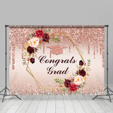 Load image into Gallery viewer, Lofaris Pink Glitter And Florals Congrats Grad Party Backdorp