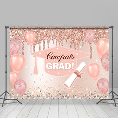 Lofaris Pink Glitter Ballons And Diamond Congrats Grad Backdorp