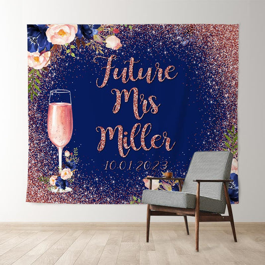 Lofaris Rose Gold Navy Blue Floral Adorable Bridal Shower Backdrop