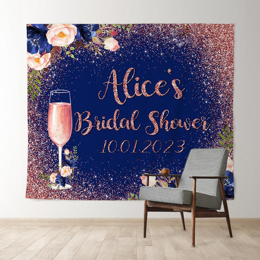 Lofaris Pink Glitter Brunch And Bubbly Bridal Shower Backdrop