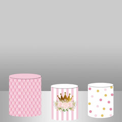 Lofaris Pink Glitter Floral Theme Backdrop Cake Table Cover Kit
