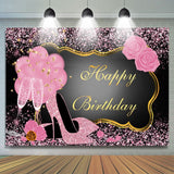 Load image into Gallery viewer, Lofaris Pink Glitter Happy Birthday Backdrop for Women Girls