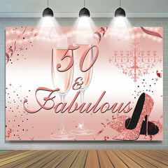 Lofaris Pink Glitter Heels 50th Fabulous Birthday Backdrop