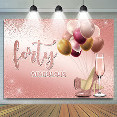 Lofaris Pink Glitter Heels And Balloons Birthday Backdrop For Girl