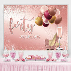 Lofaris Pink Glitter Heels And Balloons Birthday Backdrop For Girl