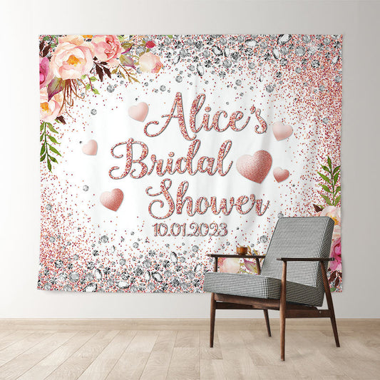 Lofaris Pink Glitter Kiss The Miss Goodbye Wedding Backdrop