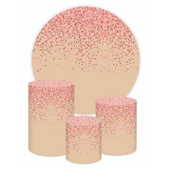 Lofaris Pink Glitter Round Beige Happy Birthday Backdrop Kit