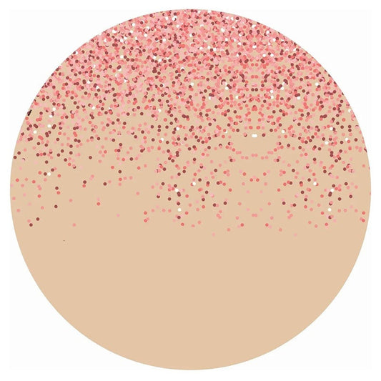 Lofaris Pink Glitter Round Beige Happy Birthday Backdrop Kit