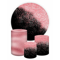 Lofaris Pink Glitter Round Black Happy Birthday Backdorp Kit