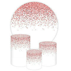 Lofaris Pink Glitter Round White Birthday Party Backdrop Kit