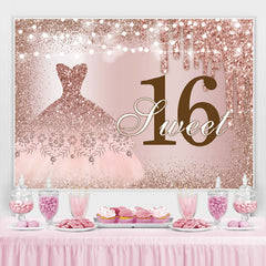 Lofaris Pink Glitter Wedding Dress Sweet 16th Birthday Backdrop