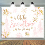 Load image into Gallery viewer, Lofaris Pink Gold Snowflake Is On The Way Baby Shower Backdrop
