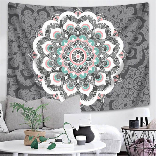 Lofaris Pink Green Mandala Still Life Family Wall Tapestry
