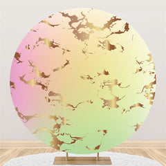 Lofaris Pink Green Round Gold Abstract Birthday Party Backdorp