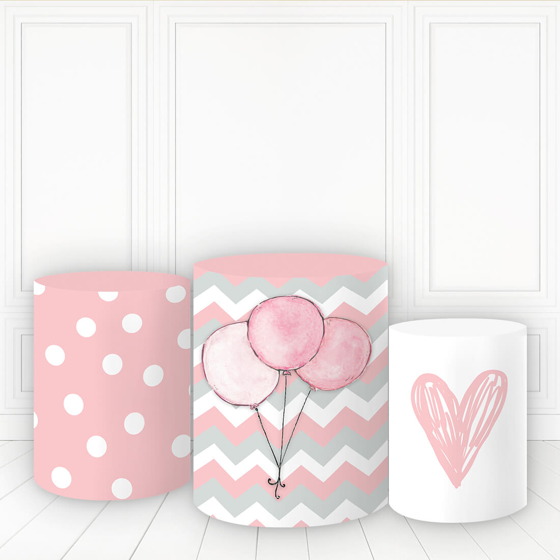 Lofaris Pink Heart Pedestal Cover With Balloons Cylinder