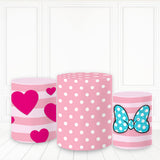 Load image into Gallery viewer, Lofaris Pink Heart With Bow Pillar Cover Happy Birthday Cylinder Wrap
