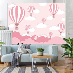 Lofaris Pink Hot Air Balloon Cloud Birthday Party Backdrop for Girls