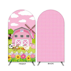 Lofaris Pink House And Animals Double Sided Arch Backdrop For Party